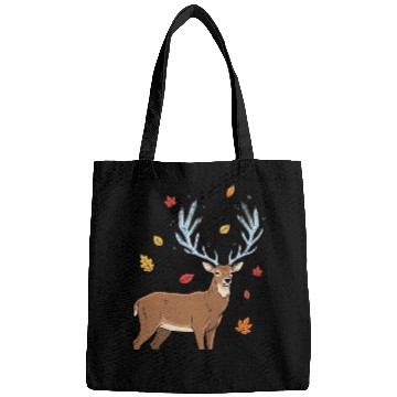 Discover Autumn Mystic Deer Illustration Bags