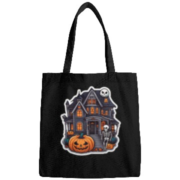 Discover Haunted House Halloween Design Bags