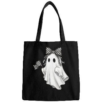 Discover Ghost Boo Checkered Bow Race Day Racing Flag Racer Bags