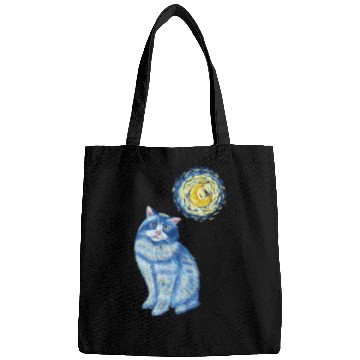 Discover Blue Van Gogh Starry Night Ragdoll Cat Graphic Bags