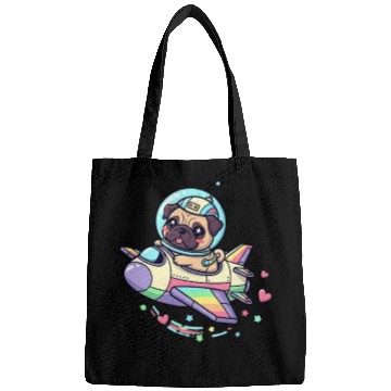 Discover Pug Astronaut in Rainbow Spaceship Bags