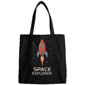 Discover Retro Space Rocket Illustration Bags