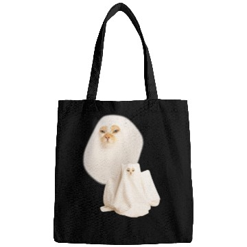 Discover ghost cat meme funny halloween Bags