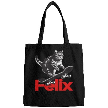 Discover Cool Cat Skateboard with cute Boy Name FELIX Bags