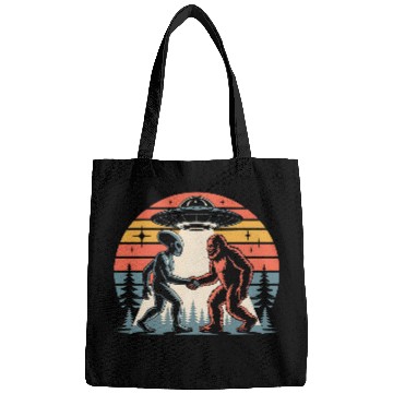 Discover Alien and Bigfoot Retro Sunset UFO Bags