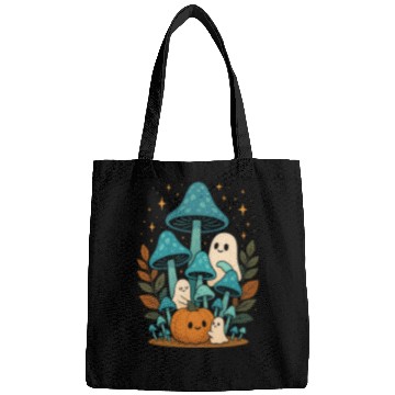 Discover Whimsical Ghost and Mushroom Halloween Scene Bags