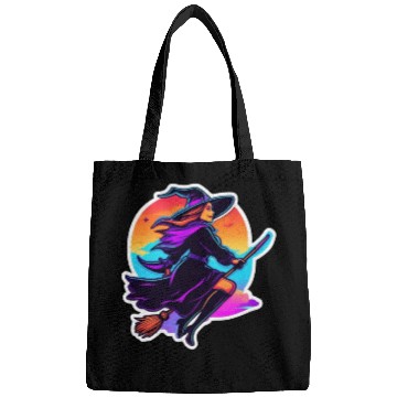 Discover Enchanted Witch on a Broom Halloween Bags