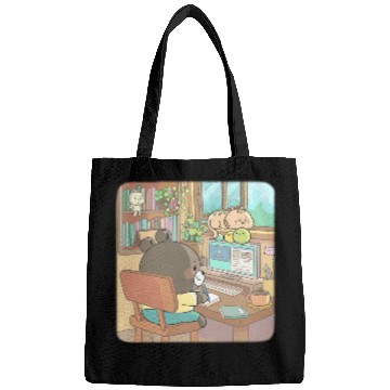 Discover Cozy teddy bear studying Bags