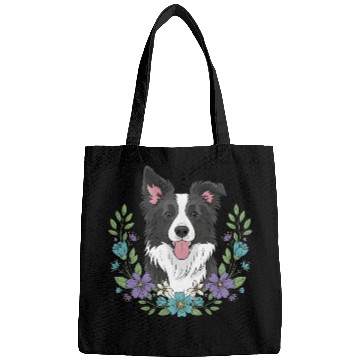 Discover Playful Border Collie Floral Bags