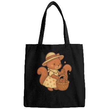 Discover Vintage Squirrel in Summer Dress with Basket Bags