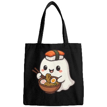 Discover Kawaii Sushi Ghost Illustration Bags