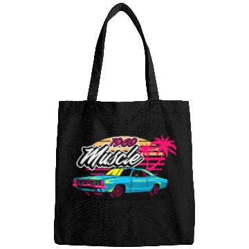 Discover Retro 1969 Muscle Car Sunset Design Bags