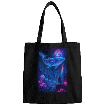 Discover cosmic-city-dreams-galactic-whale-nightscape Bags