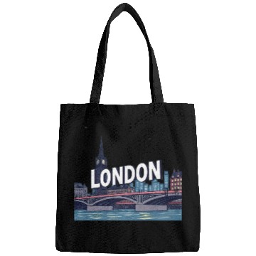 Discover London Night Skyline Illustration Bags
