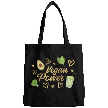 Discover Vegan Power Heart and Avocado Design Bags