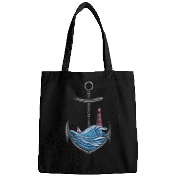 Discover Nautical Anchor with Lighthouse Ocean Seascape Bags