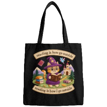 Discover Whimsical Cat Wizard Reading Bags