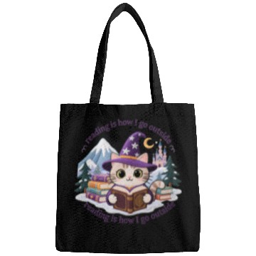 Discover Whimsical Cat Wizard Reading Magic Book Bags