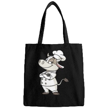 Discover Charming Cow Chef Cartoon Illustration Bags