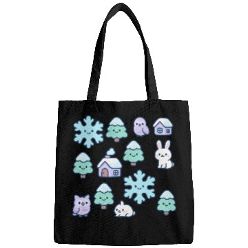 Discover Whimsical Snowy Forest and Cute Creatures Design Bags