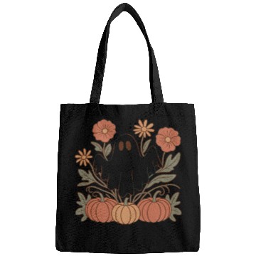 Discover Floral Halloween Flower Pumpkin Ghost Cottagecore Bags