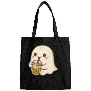 Discover Cute Ghost with Bubble Tea Design Bags