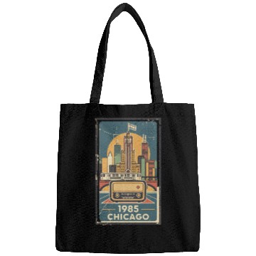 Discover Vintage Chicago Skyline with Retro Radio Bags