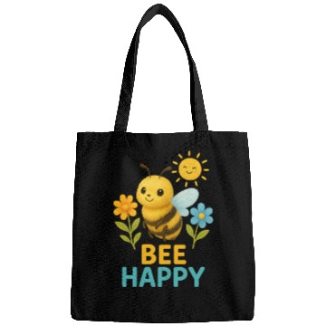 Discover Bee Happy Bags – Cute Bee with Flowers and Sun