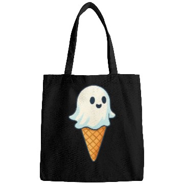 Discover Cute Ghost Ice Cream Illustration Bags
