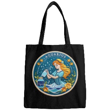 Discover Aquarius Stylish Watercolor Zodiac Illustration Bags