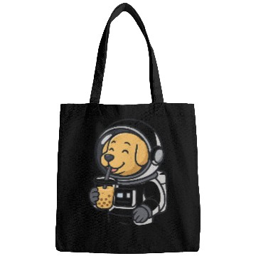 Discover Cute Dog Astronaut Drinking Bubble Tea Bags