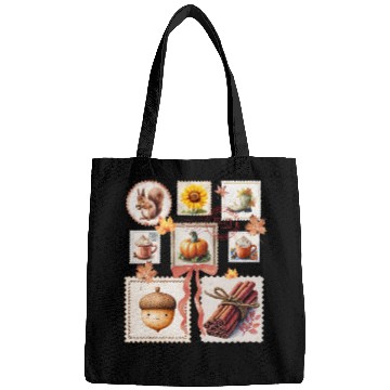 Discover Watercolor Autumn Postage Stamps Fall Vibes Autumn Bags