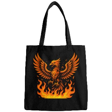 Discover Fiery Phoenix Rising Illustration Bags