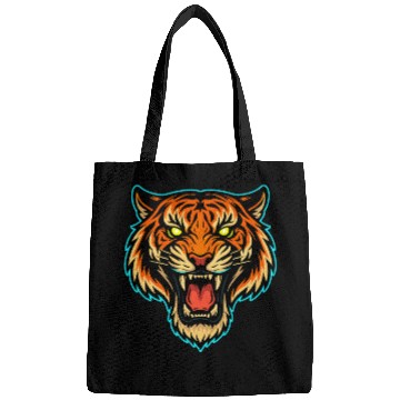 Discover Vibrant Roaring Tiger Illustration Bags