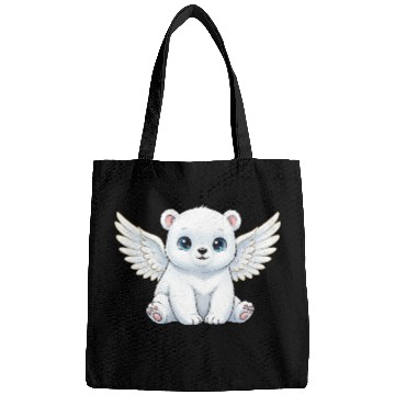 Discover Cute polar bear angel with wings smiling cartoon Bags