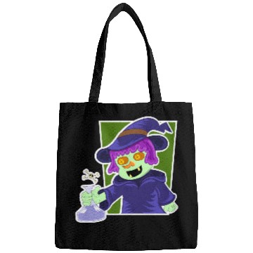 Discover Playful Zombie Witch Cartoon Design Bags
