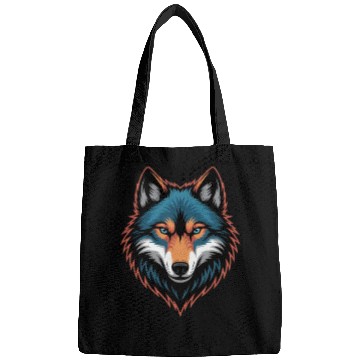 Discover Vivid Wolf Head Illustration Bags