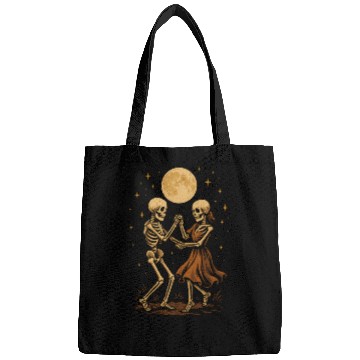 Discover Moonlit Skeleton Dance Illustration Bags