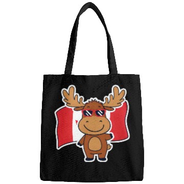 Discover Playful Moose with Canadian Flag Bags