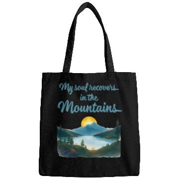 Discover Mountains and Sunrise Inspirational quote Bags