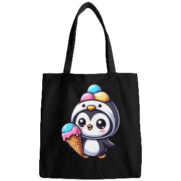 Discover Funny penguin ice cream sweet cartoon summer Bags