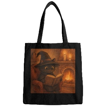 Discover Enchanted Cat Witch by the Fireplace Bags