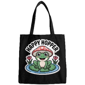 Discover Cute "Happy Hopper" Frog Sticker Design Bags
