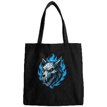Discover Fierce Wolf Skull with Blue Flames Bags