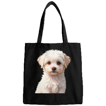 Discover Adorable White Puppy Portrait Design Bags