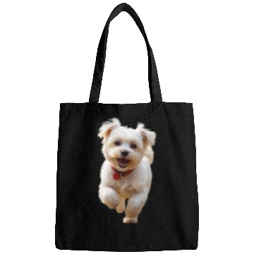 Discover Joyful Puppy Run Illustration Bags