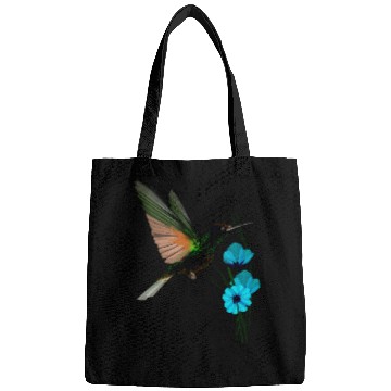 Discover Green Hummingbird-Blue Flowers Bags