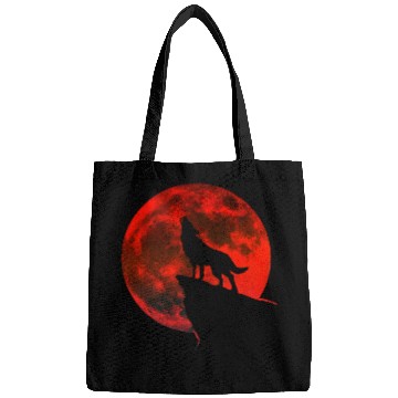 Discover Howling wolf full blood moon space galaxy gift dog Bags