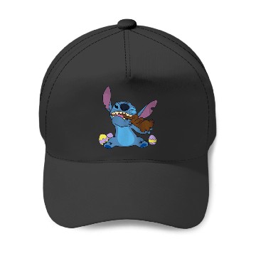 Discover Disney Stitch Eats Chocolate Bunny Easter Baseball Caps