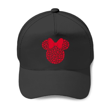 Discover Disney Minnie Mouse Icon Filled With Hearts Baseball Caps